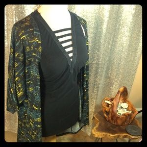 LuLaRoe Lindsay Kimono - Black &Tribal (S)